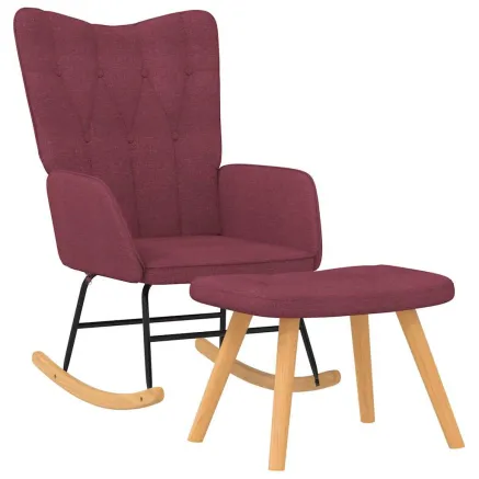 Chaise à bascule avec tabouret Rouge bordeaux Tissu 2