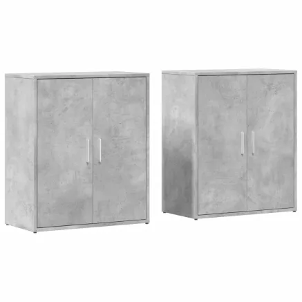 Buffets 2 pcs gris béton 60x31x70 cm bois d'ingénierie 2