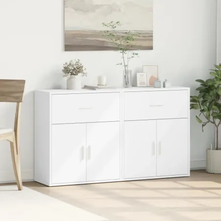 Buffets 2 pcs blanc 60x31x70 cm bois d'ingénierie