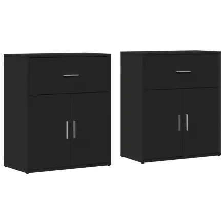 Buffets 2 pcs noir 60x31x70 cm bois d'ingénierie 2