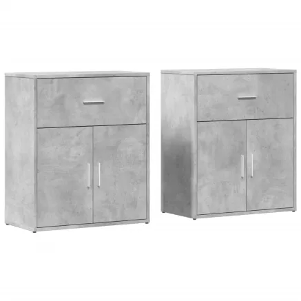 Buffets 2 pcs gris béton 60x31x70 cm bois d'ingénierie 2