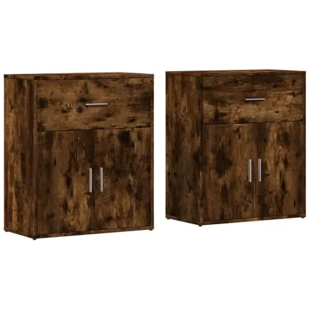 Buffets 2 pcs chêne fumé 60x31x70 cm bois d'ingénierie 2
