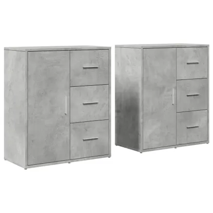 Buffets 2 pcs gris béton 60x31x70 cm bois d'ingénierie 2