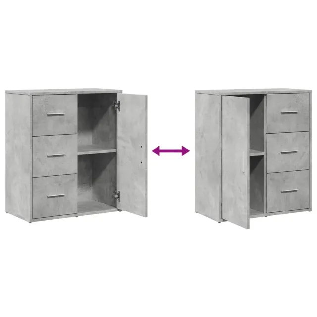 Buffets 2 pcs gris béton 60x31x70 cm bois d'ingénierie