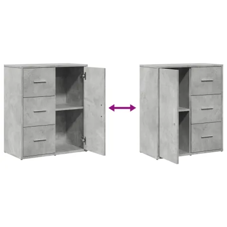 Buffets 2 pcs gris béton 60x31x70 cm bois d'ingénierie