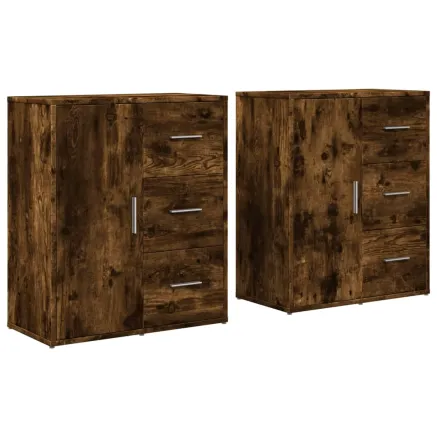 Buffets 2 pcs chêne fumé 60x31x70 cm bois d'ingénierie 2