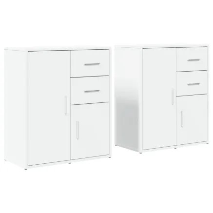 Buffets 2 pcs blanc 60x31x70 cm bois d'ingénierie 2