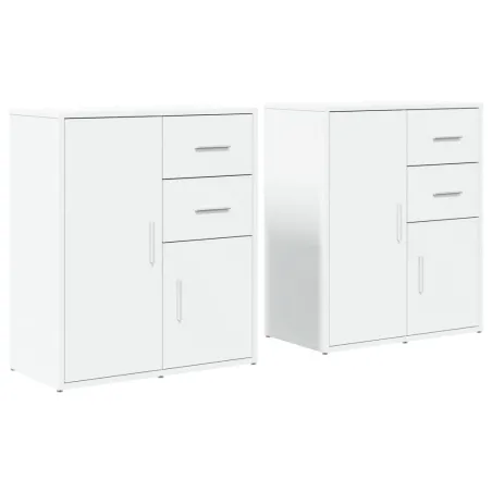 Buffets 2 pcs blanc 60x31x70 cm bois d'ingénierie