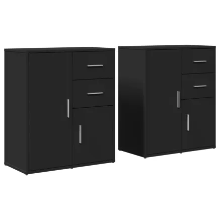 Buffets 2 pcs noir 60x31x70 cm bois d'ingénierie 2