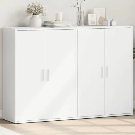 Buffets 2 pcs blanc 60x31x84 cm bois d'ingénierie