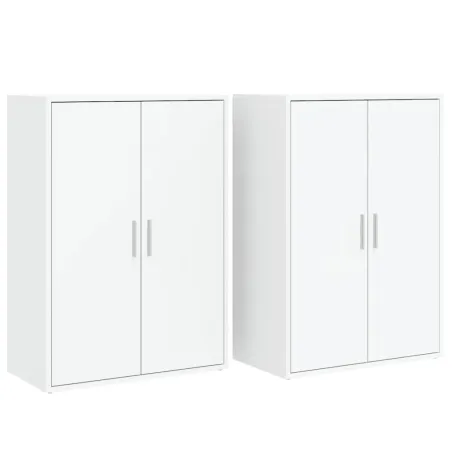 Buffets 2 pcs blanc 60x31x84 cm bois d'ingénierie