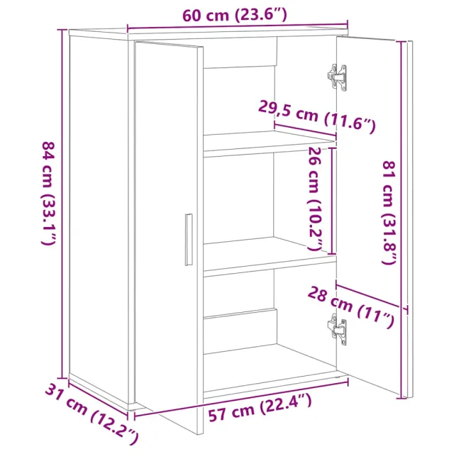 Buffets 2 pcs blanc 60x31x84 cm bois d'ingénierie