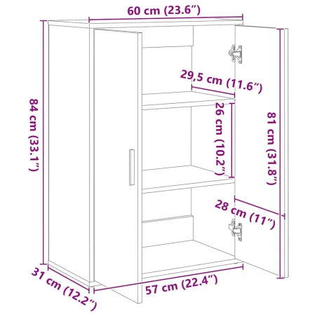 Buffets 2 pcs chêne sonoma 60x31x84 cm bois d'ingénierie