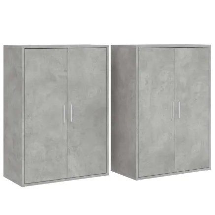 Buffets 2 pcs gris béton 60x31x84 cm bois d'ingénierie 2