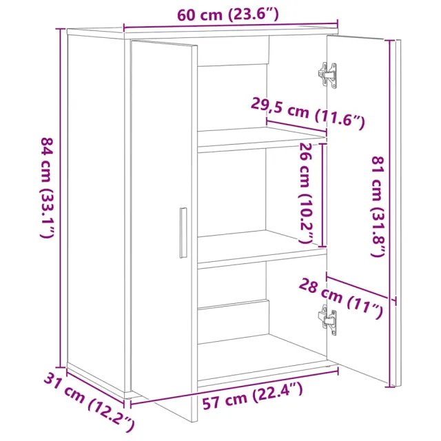 Buffets 2 pcs sonoma gris 60x31x84 cm bois d'ingénierie