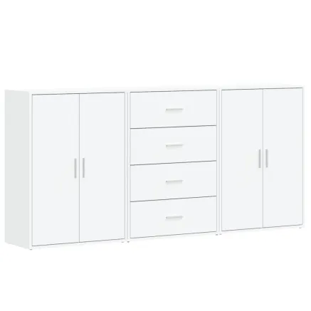 Buffets 3 pcs blanc 60x31x84 cm bois d'ingénierie 2