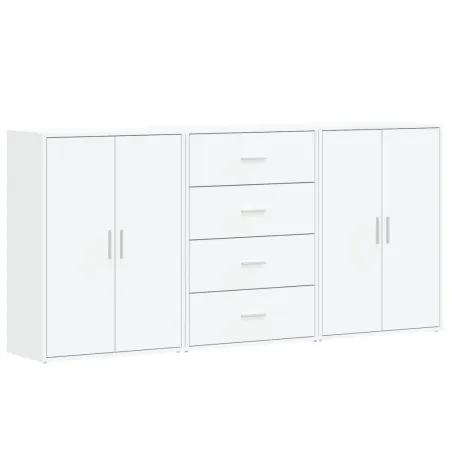 Buffets 3 pcs blanc 60x31x84 cm bois d'ingénierie