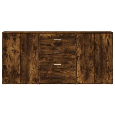 Buffets 3 pcs chêne fumé 60x31x84 cm bois d'ingénierie