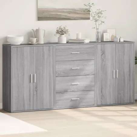 Buffets 3 pcs sonoma gris 60x31x84 cm bois d'ingénierie