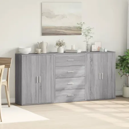 Buffets 3 pcs sonoma gris 60x31x84 cm bois d'ingénierie