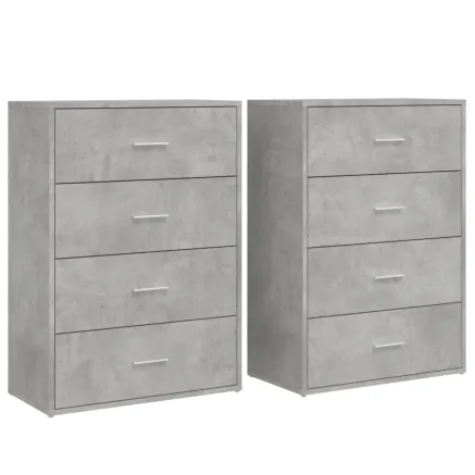 Buffets 2 pcs gris béton 60x31x84 cm bois d'ingénierie 2