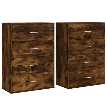 Buffets 2 pcs chêne fumé 60x31x84 cm bois d'ingénierie 2