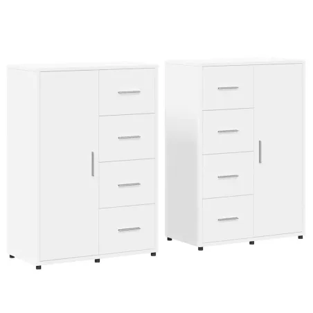 Buffets 2 pcs blanc 60x31x84 cm bois d'ingénierie