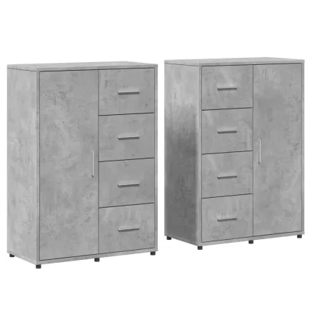 Buffets 2 pcs gris béton 60x31x84 cm bois d'ingénierie 2