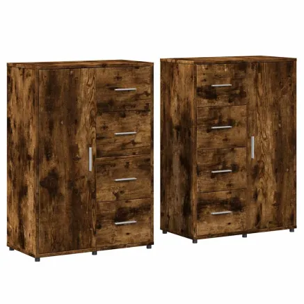 Buffets 2 pcs chêne fumé 60x31x84 cm bois d'ingénierie 2