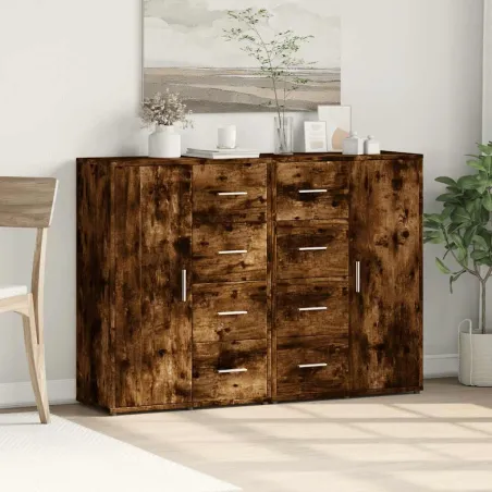 Buffets 2 pcs chêne fumé 60x31x84 cm bois d'ingénierie