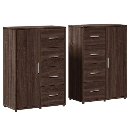 Buffets 2 pcs chêne marron 60x31x84 cm bois d'ingénierie 2