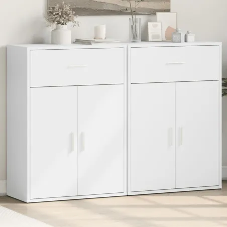 Buffets 2 pcs blanc 60x30x84 cm bois d'ingénierie