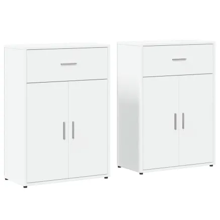 Buffets 2 pcs blanc 60x30x84 cm bois d'ingénierie 2