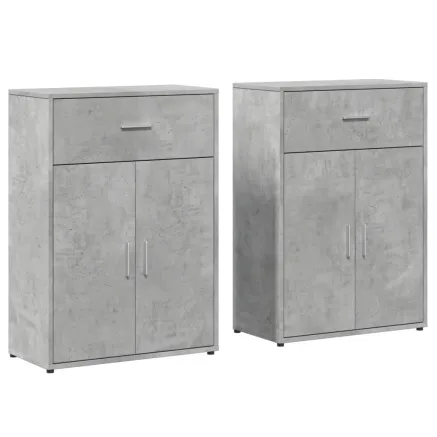 Buffets 2 pcs gris béton 60x30x84 cm bois d'ingénierie 2