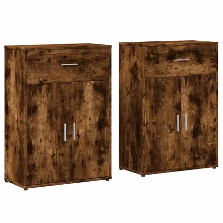 Buffets 2 pcs chêne fumé 60x30x84 cm bois d'ingénierie 2