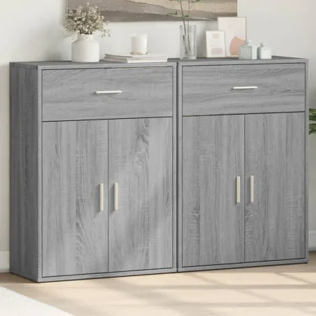 Buffets 2 pcs sonoma gris 60x30x84 cm bois d'ingénierie