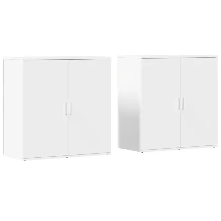 Buffets 2 pcs blanc 79x38x80 cm bois d’ingénierie 2