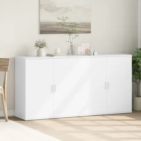 Buffets 2 pcs blanc 79x38x80 cm bois d’ingénierie
