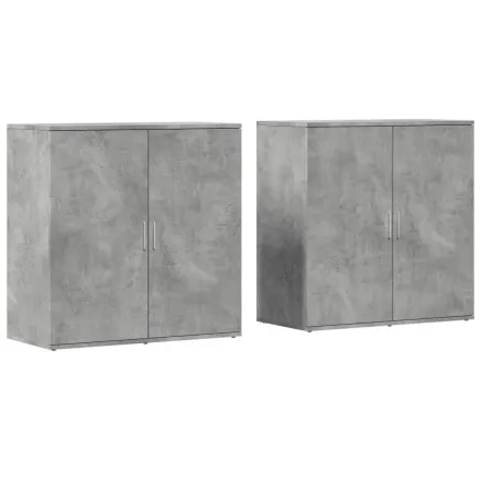 Buffets 2 pcs gris béton 79x38x80 cm bois d'ingénierie 2
