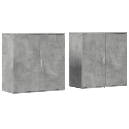 Buffets 2 pcs gris béton 79x38x80 cm bois d'ingénierie