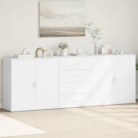 Buffets 3 pcs Blanc Bois d'ingénierie