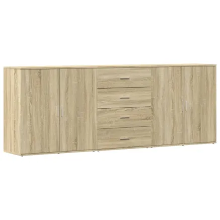 Buffets 3 pcs Chêne sonoma Bois d'ingénierie 2