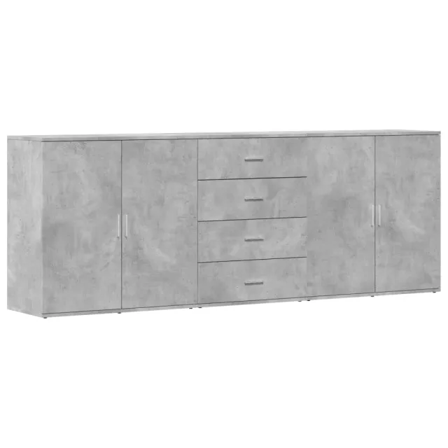Buffets 3 pcs gris béton bois d'ingénierie