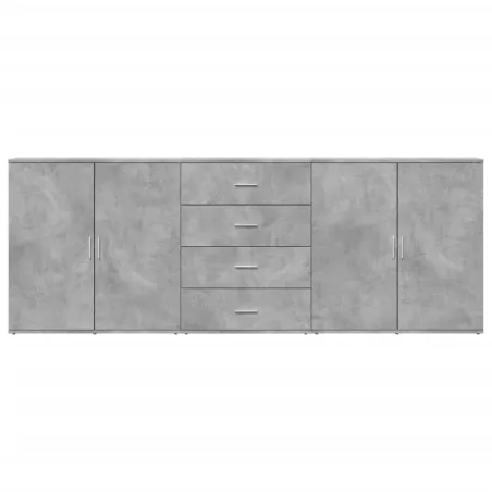 Buffets 3 pcs gris béton bois d'ingénierie