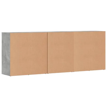 Buffets 3 pcs gris béton bois d'ingénierie