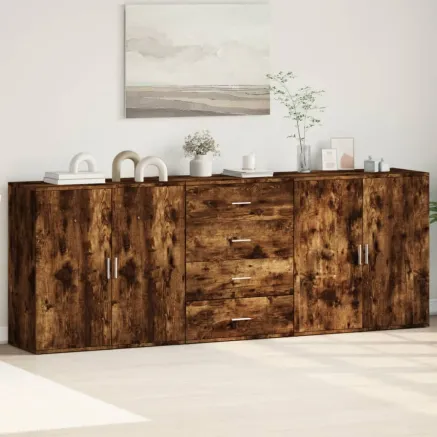 Buffets 3 pcs Chêne fumé Bois d'ingénierie