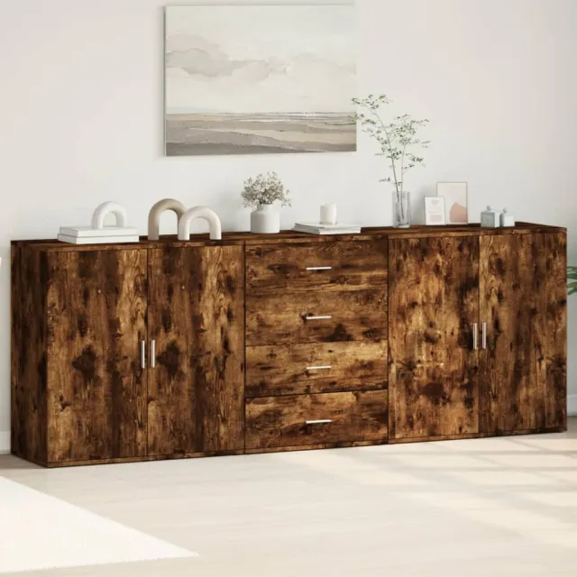 Buffets 3 pcs Chêne fumé Bois d'ingénierie