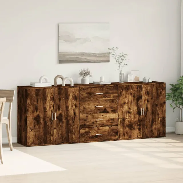 Buffets 3 pcs Chêne fumé Bois d'ingénierie