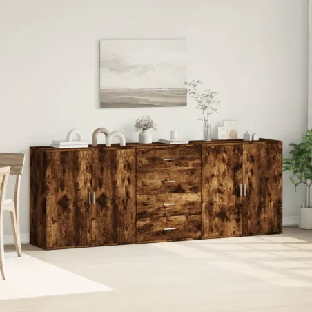 Buffets 3 pcs Chêne fumé Bois d'ingénierie
