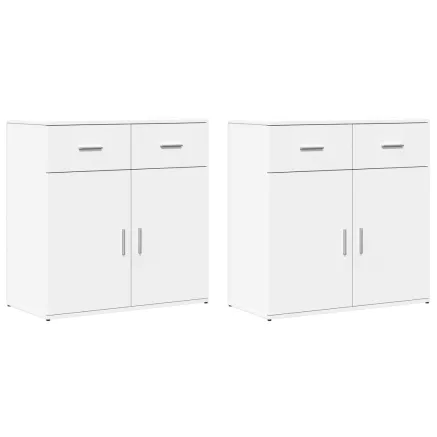 Buffets 2 pcs blanc 79x38x80 cm bois d’ingénierie 2